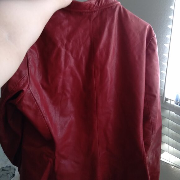 Vintage Nine West Red 100% Leather Long Sleeve Jacket - Picture 3 of 7